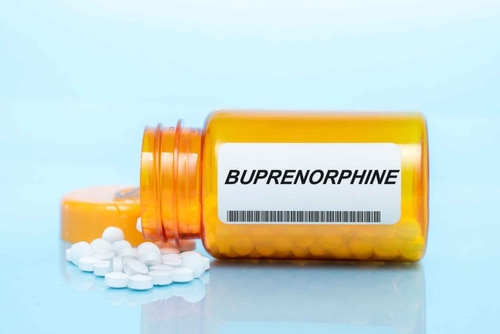 Buprenorphine prescription medication bottle represents Suboxone treatment