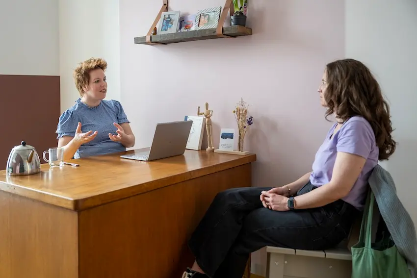 Licensed addiction counselor conducting individual therapy session at Carolina Recovery in Raleigh NC